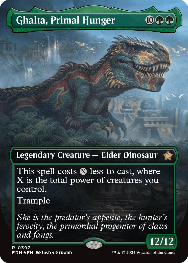 Ghalta, Primal Hunger (Borderless) (Mana Foil) [FDN - 397]
