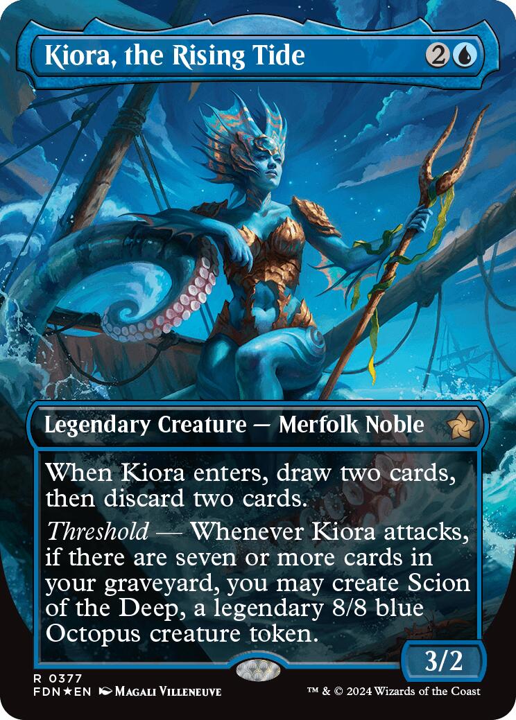 Kiora, the Rising Tide (Borderless) (Mana Foil) [FDN - 377]