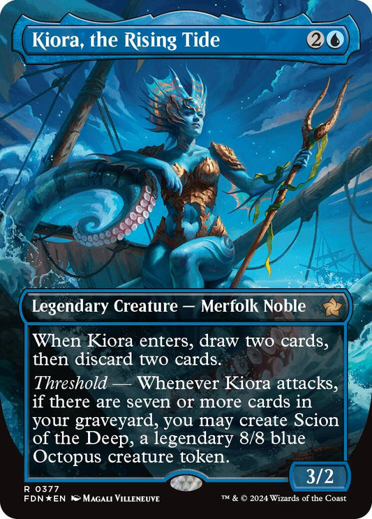 Kiora, the Rising Tide (Borderless) (Mana Foil) [FDN - 377]